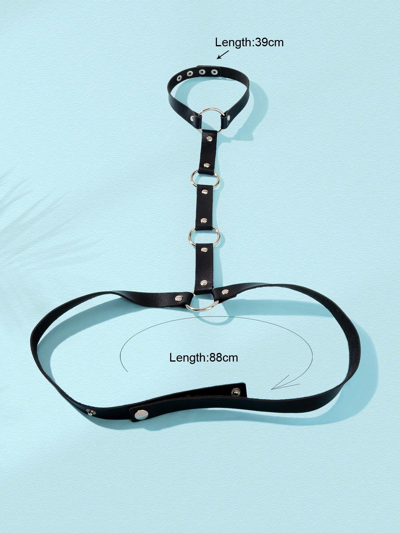 Punk Black PU Leather Body Belly Harness Waist Chain Rave Adjustable Nightclub Body Jewelry