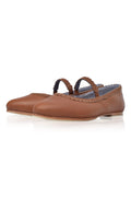 Amara Pointed Toe Leather Flats with Braids