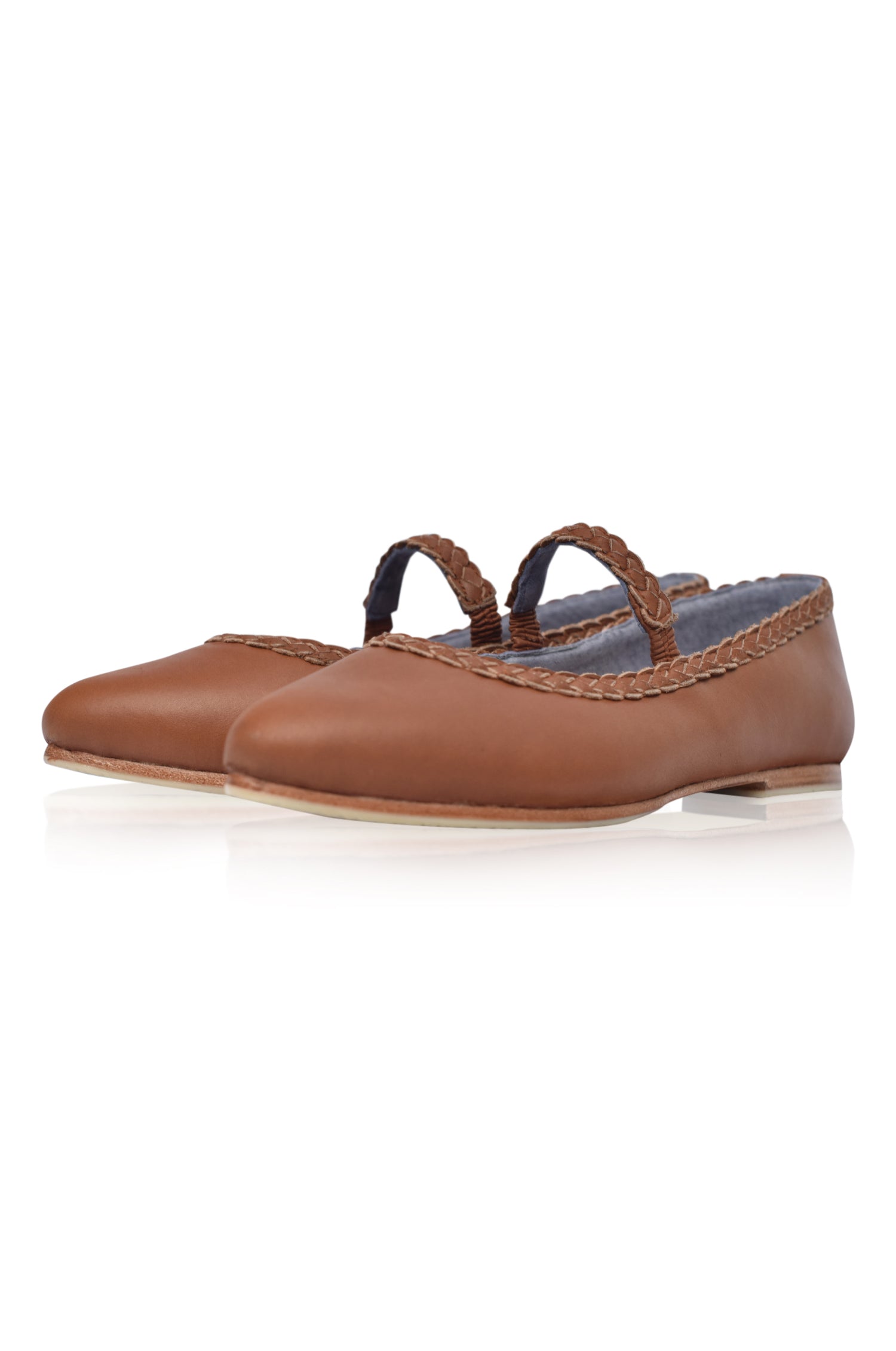 Amara Pointed Toe Leather Flats with Braids
