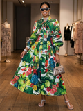 Cactus Print Maxi Dress With Neck Tie HUDSON New Collection FASHION BYMANYC ® New York