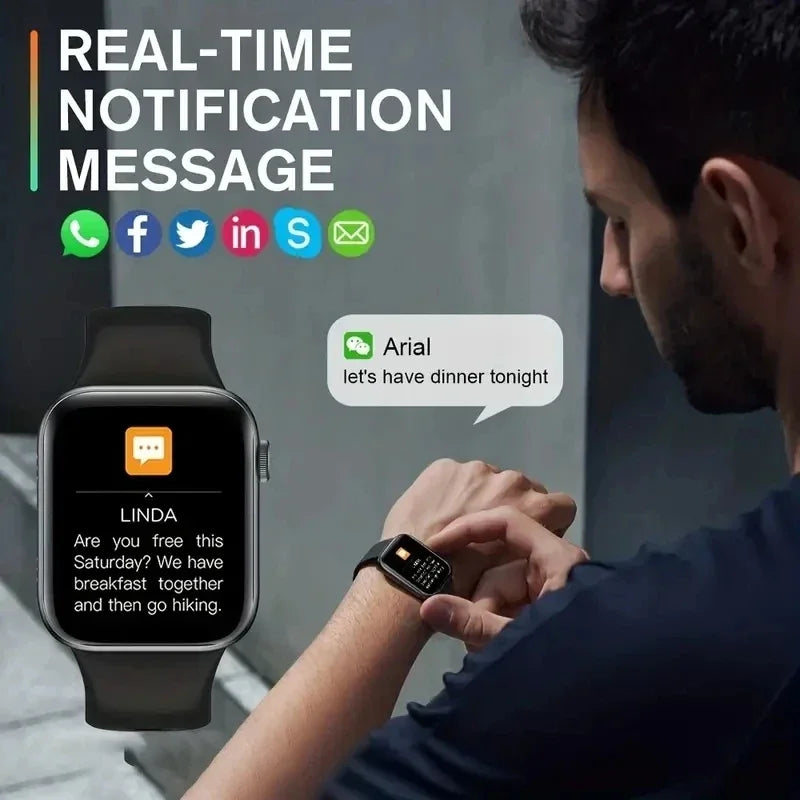 2025 nouvelle montre intelligente pour hommes Android IOS téléphone 1.73 "écran Bluetooth appel surveillance de la pression artérielle d'oxygène montre intelligente femmes