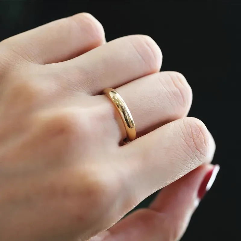 Bague ronde en or 18 carats, ne se décolore pas, fine, 4mm, pour femmes et hommes, bracelet de mariage Simple, cadeau pour Couple amoureux, bijoux