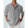 Nouvelles chemises en coton et lin pour hommes chemises décontractées légères à manches longues chemises de plage Henley t-shirts hawaïens pour hommes Streetwear