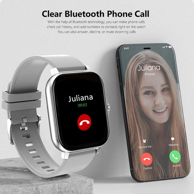 1.83 ''Sport montre intelligente Fitness horloge moniteur de santé étanche Smartwatch sans fil appel montres pour hommes femmes IOS Android 2025