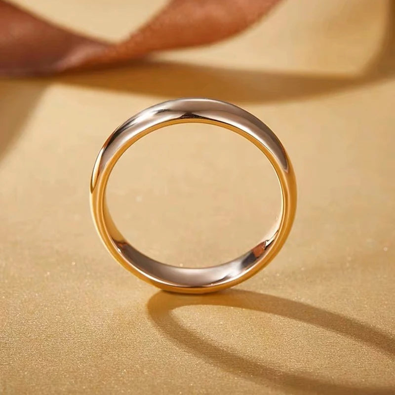 Bague ronde en or 18 carats, ne se décolore pas, fine, 4mm, pour femmes et hommes, bracelet de mariage Simple, cadeau pour Couple amoureux, bijoux