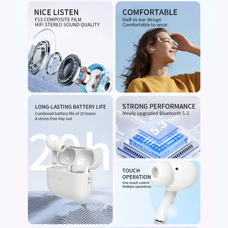 2025 Air Pro sans fil Bluetooth écouteurs TWS casque HiFi écouteurs réduction du bruit casque étanche pour IPHONE Android
