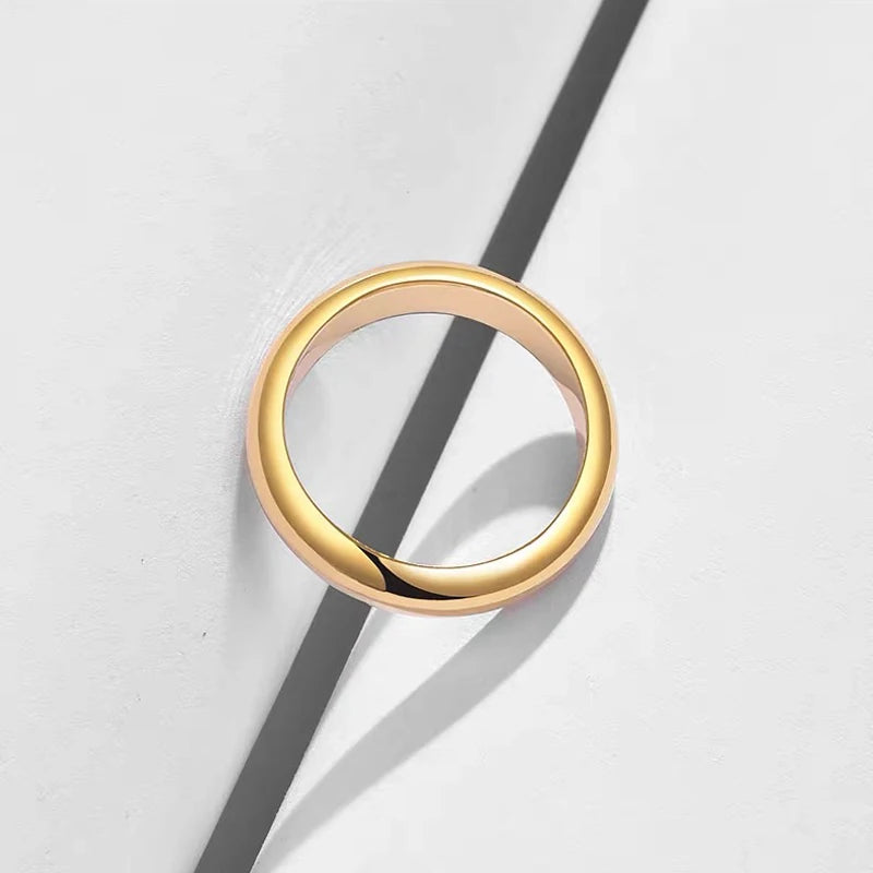 Bague ronde en or 18 carats, ne se décolore pas, fine, 4mm, pour femmes et hommes, bracelet de mariage Simple, cadeau pour Couple amoureux, bijoux