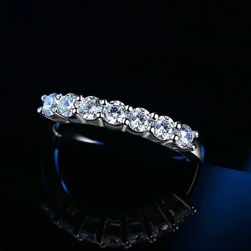 Stylo Polaroid en argent regardé 100% avec diamant Pass pour femme, bague Moissanite, bague de mariage assortie, bague à queue unique, 925