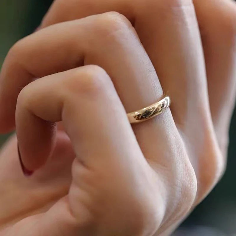 Bague ronde en or 18 carats, ne se décolore pas, fine, 4mm, pour femmes et hommes, bracelet de mariage Simple, cadeau pour Couple amoureux, bijoux