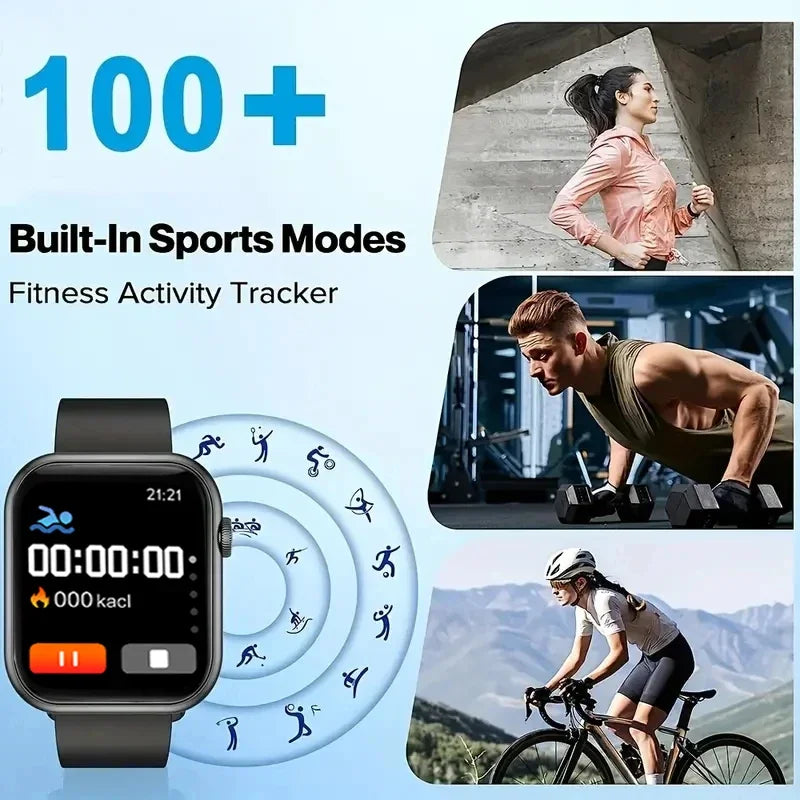 2025 nouvelle montre intelligente pour hommes Android IOS téléphone 1.73 "écran Bluetooth appel surveillance de la pression artérielle d'oxygène montre intelligente femmes