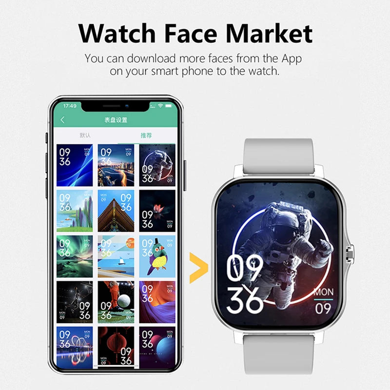 1.83 ''Sport montre intelligente Fitness horloge moniteur de santé étanche Smartwatch sans fil appel montres pour hommes femmes IOS Android 2025