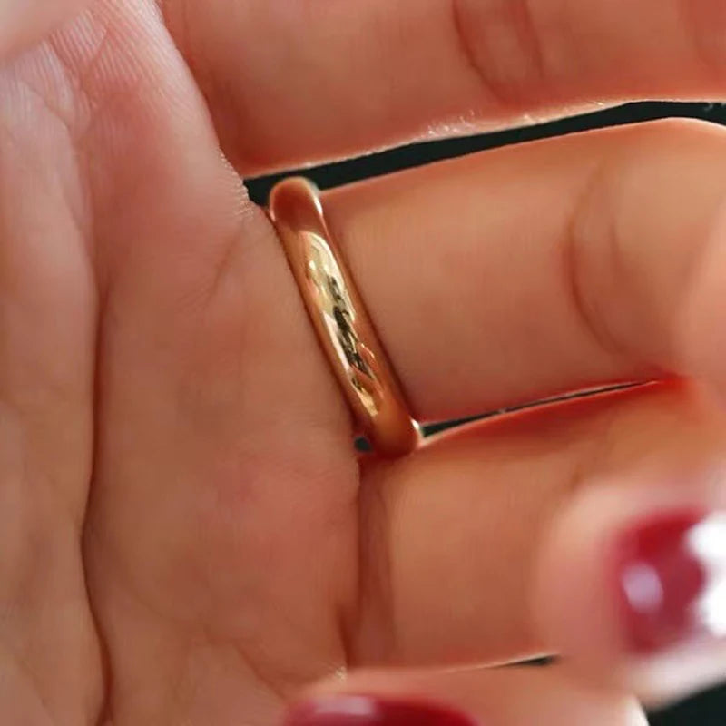 Bague ronde en or 18 carats, ne se décolore pas, fine, 4mm, pour femmes et hommes, bracelet de mariage Simple, cadeau pour Couple amoureux, bijoux