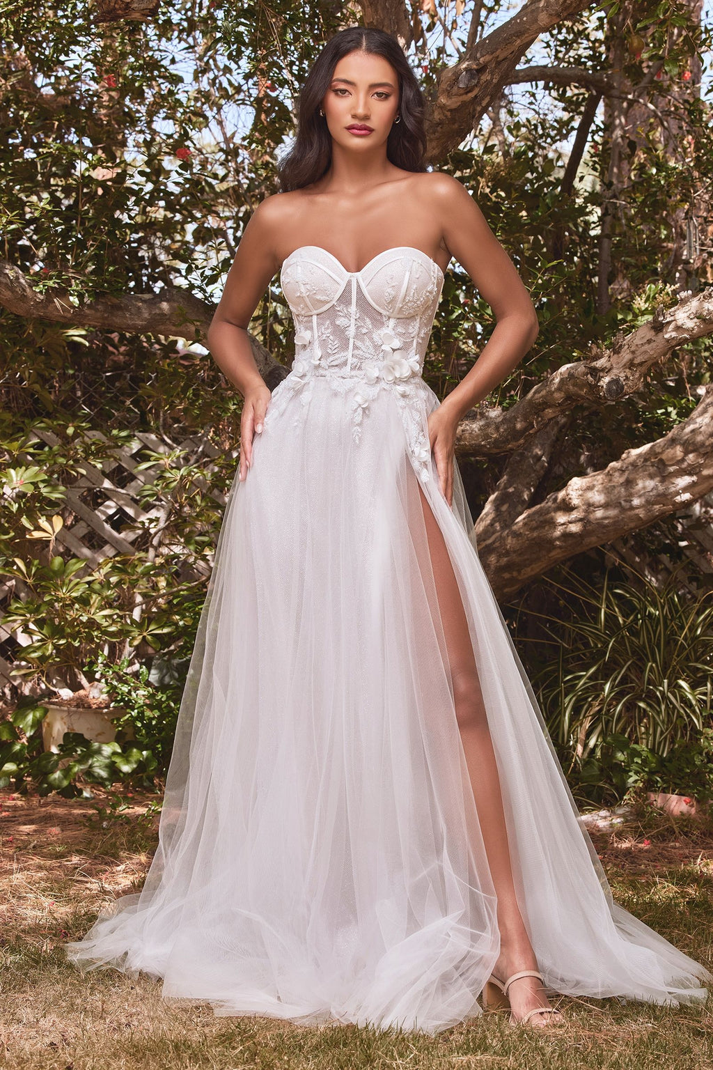 Robe de bal bustier à fleurs