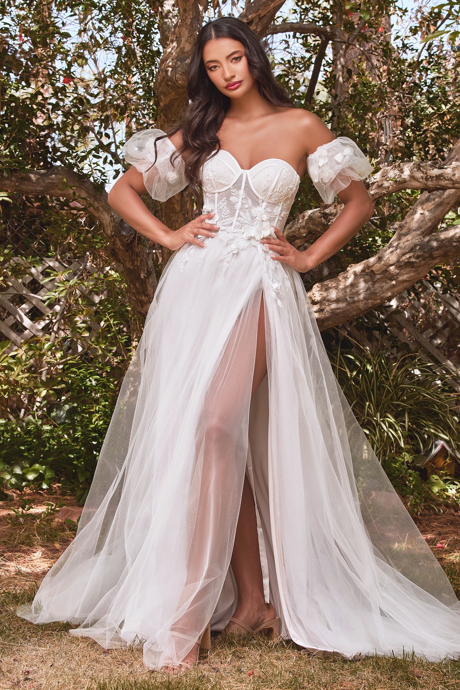 Robe de bal bustier à fleurs