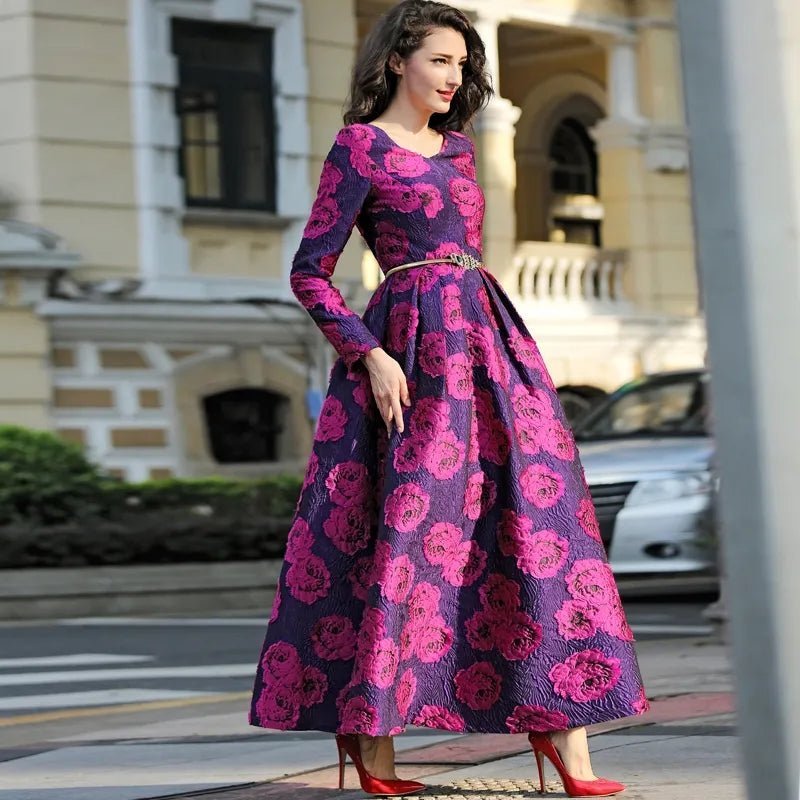 The pink floral jacquard formal mum dress