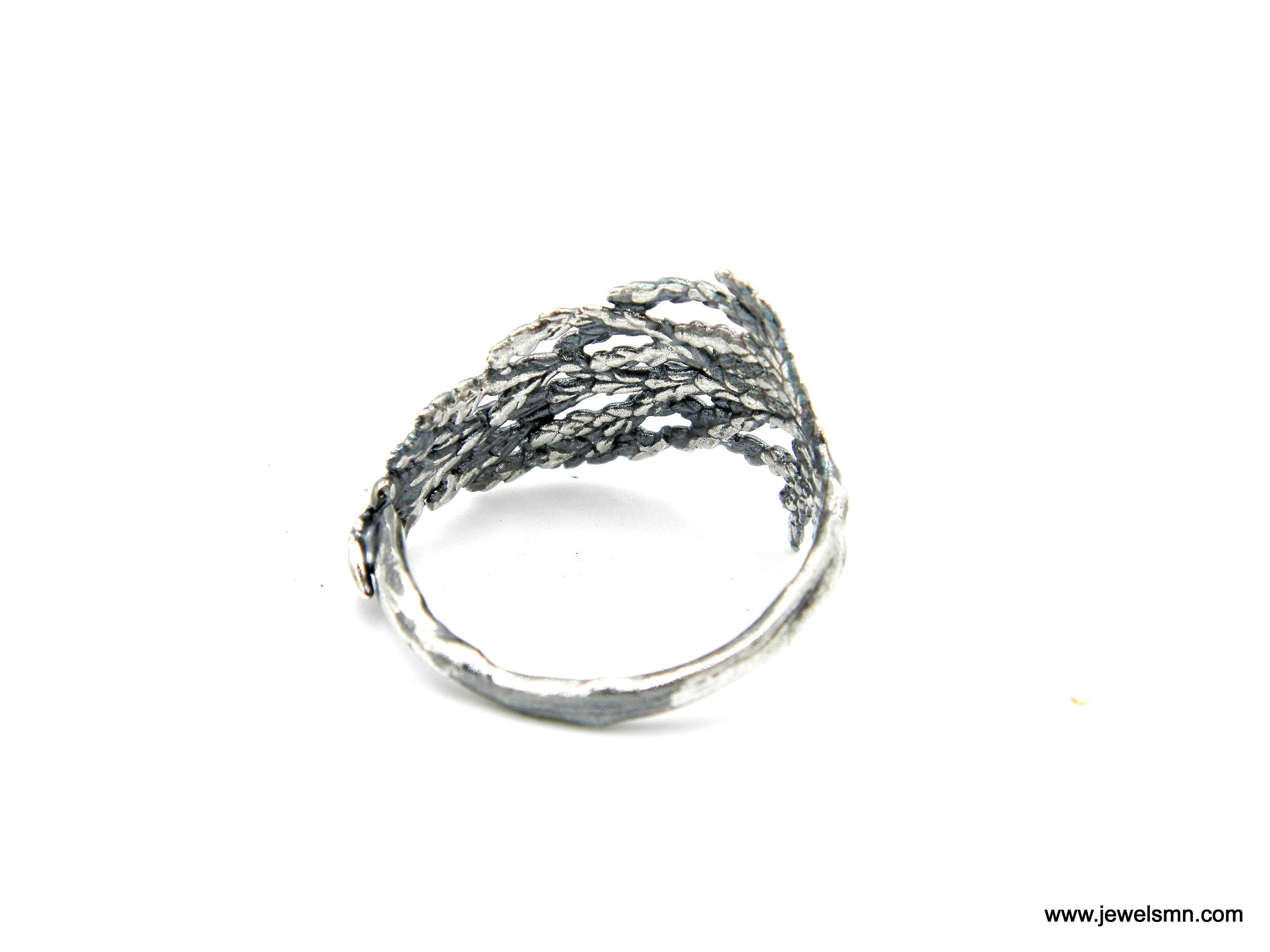 Bague Cyprès Argent, Bijoux Argent Sterling, Bague Argent, Bande Feuille de Cyprès, Cadeau pour Femme, Cadeau d'Anniversaire pour Femme, Bijoux Faits Main